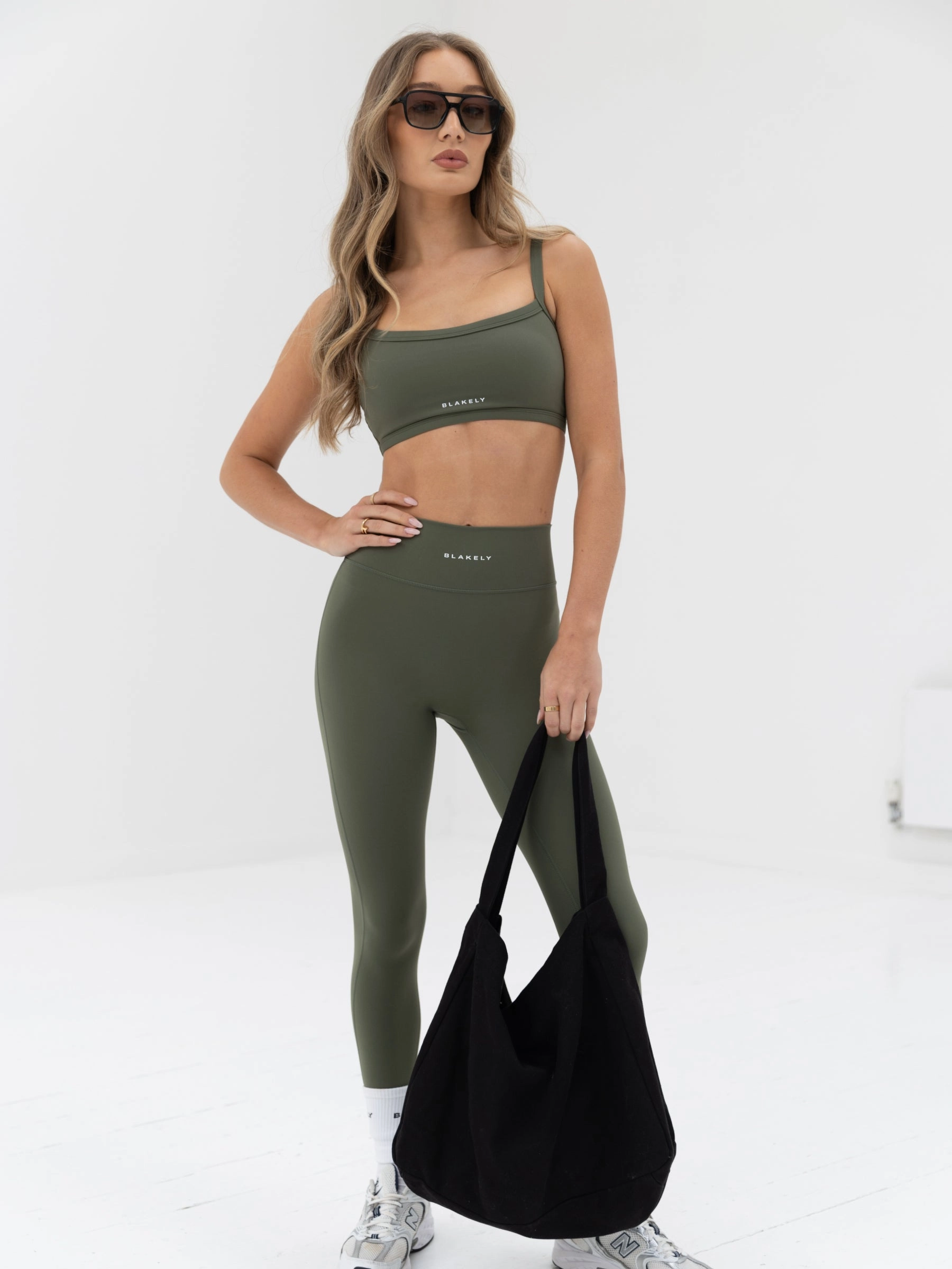 Ultimate Sports Bra - Khaki Green Anti-bacterial Mock neck