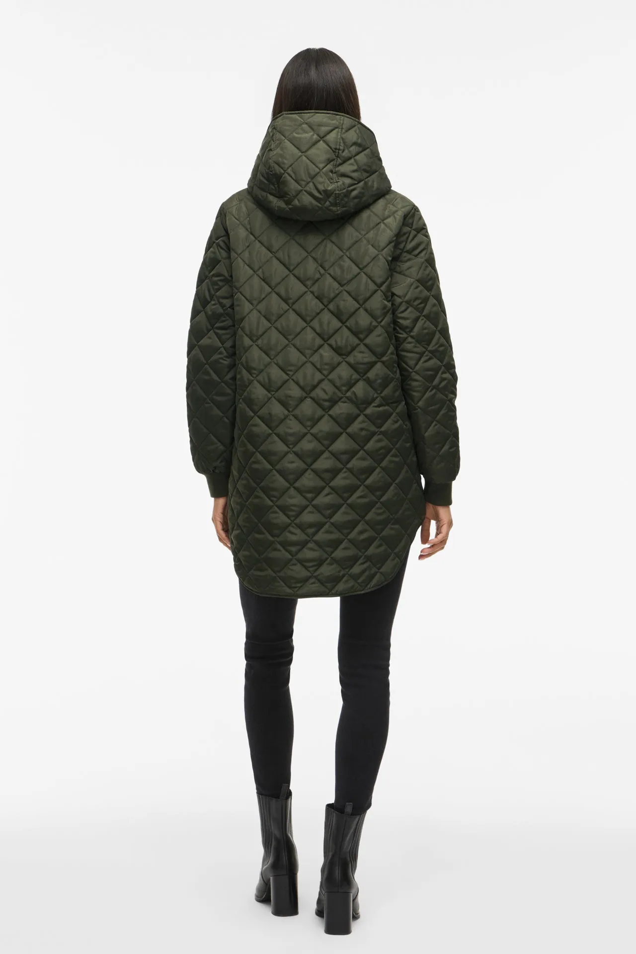 Tate Deep Green Quilted Hooded Jacket Sleek Layer Fit Foldable Storage