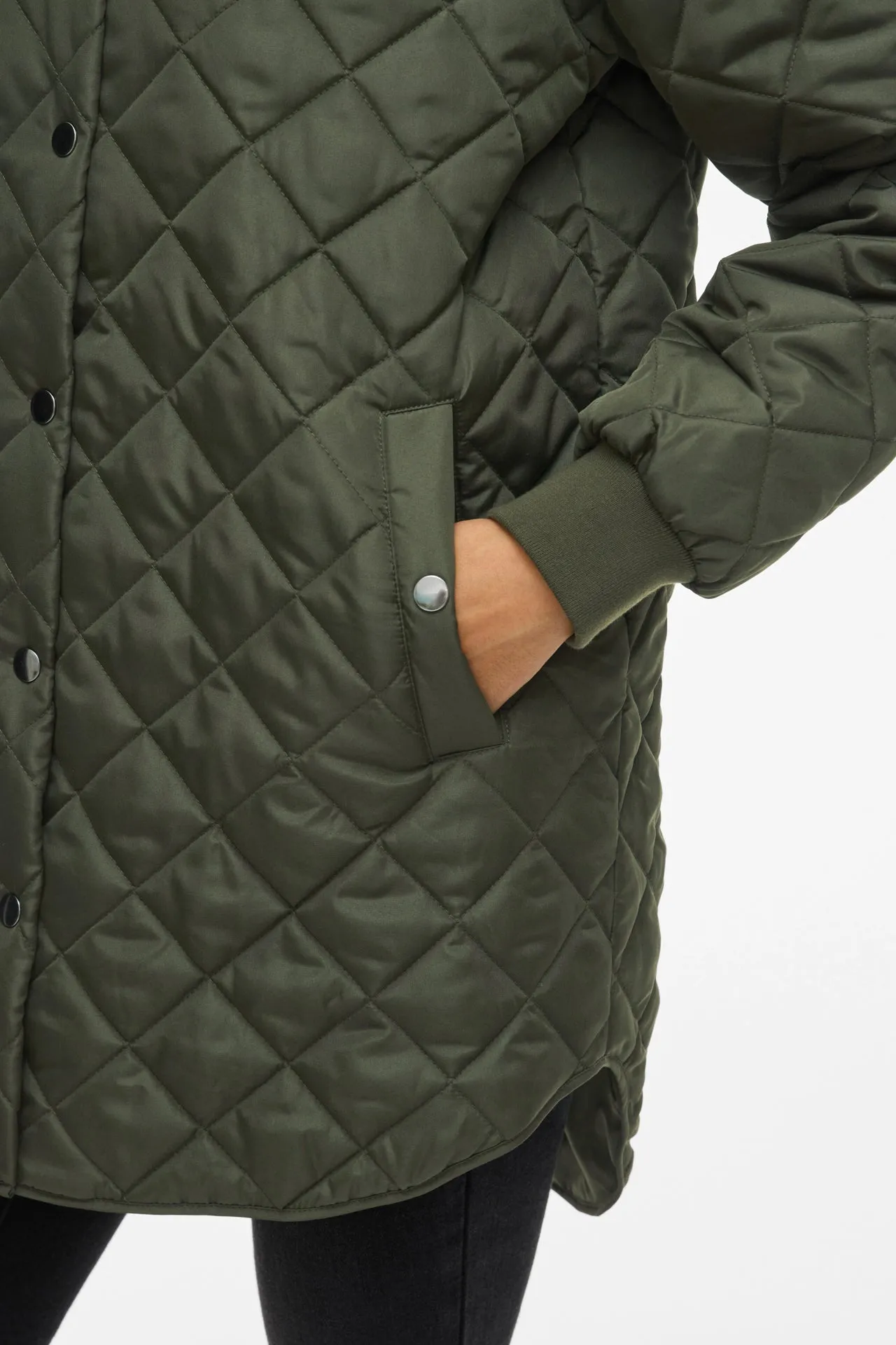 Tate Deep Green Quilted Hooded Jacket Noise Free Movement