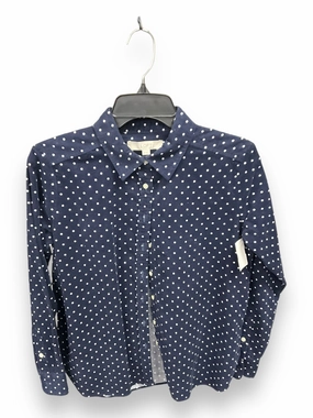 WrinkleFree Structure LightReflectiveTrim Blouse Long Sleeve By Loft In Polkadot Pattern, Size: Xs