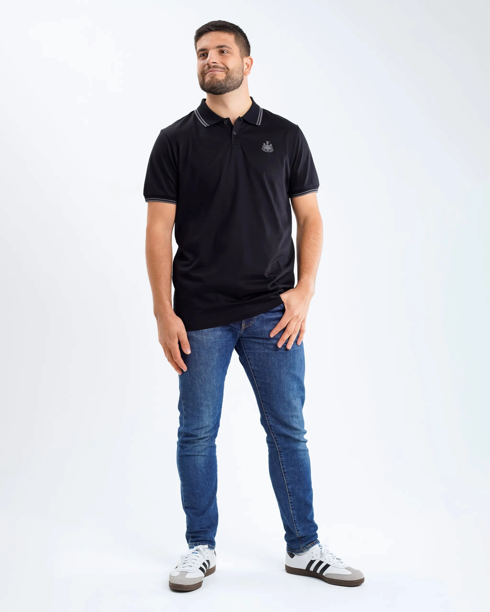 All Day Comfort Soft Touch Newcastle United Men's Black Label Black Polo Shirt