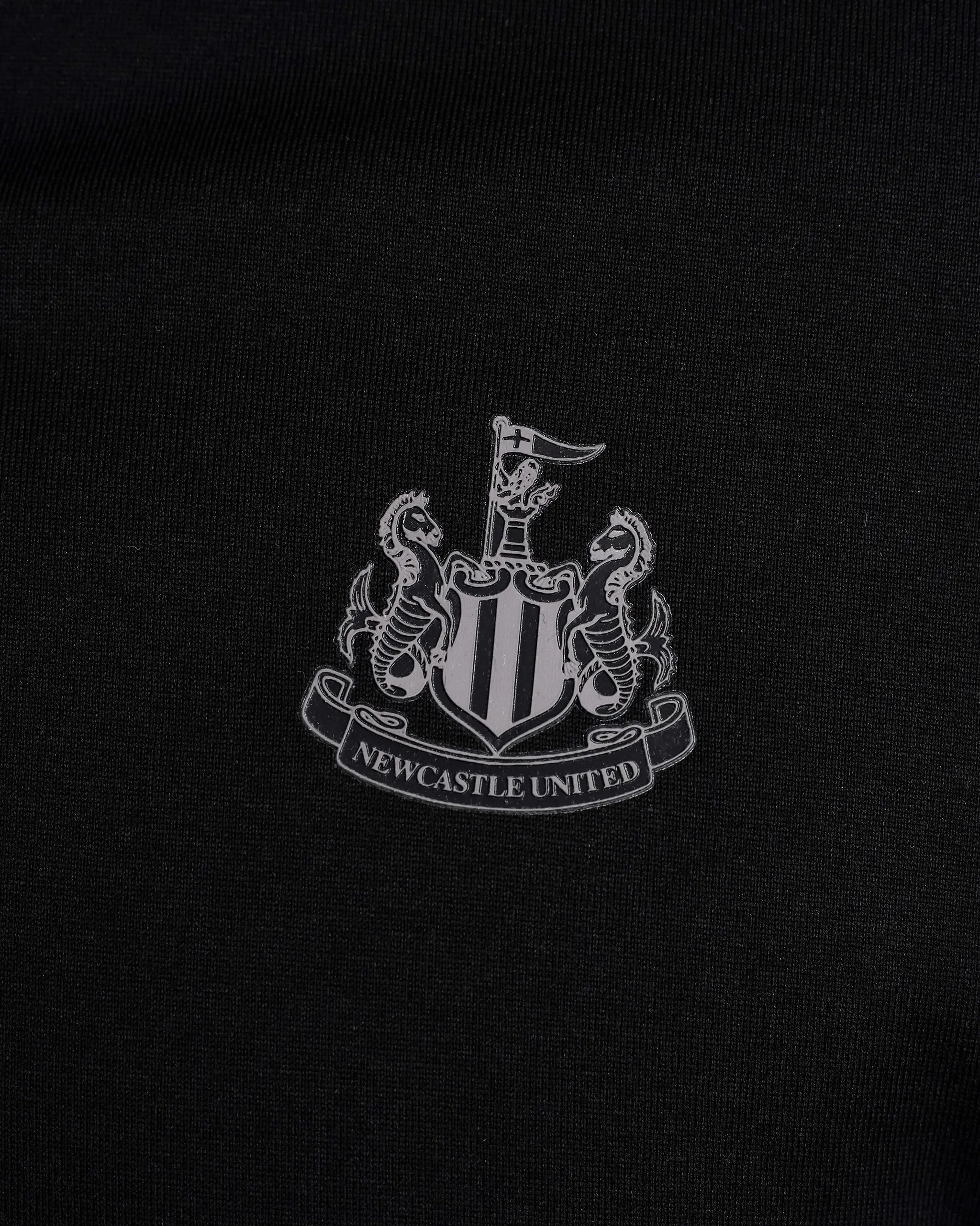 Newcastle United Men's Black Label Black Polo Shirt Logo Detail Colorfast Dye Process