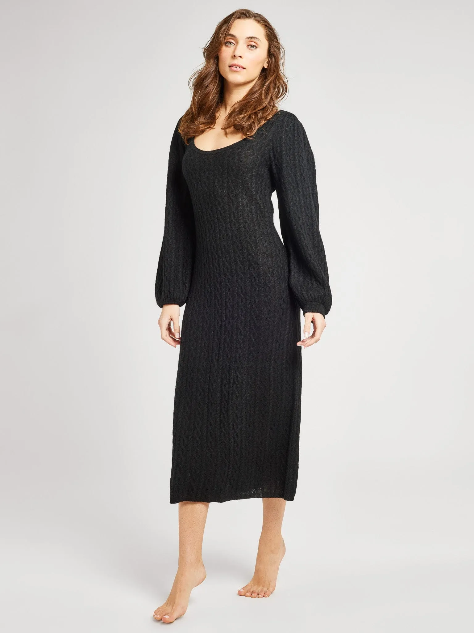 Padded-Bust Stylish Wear Brianna Sweater Dress in Black