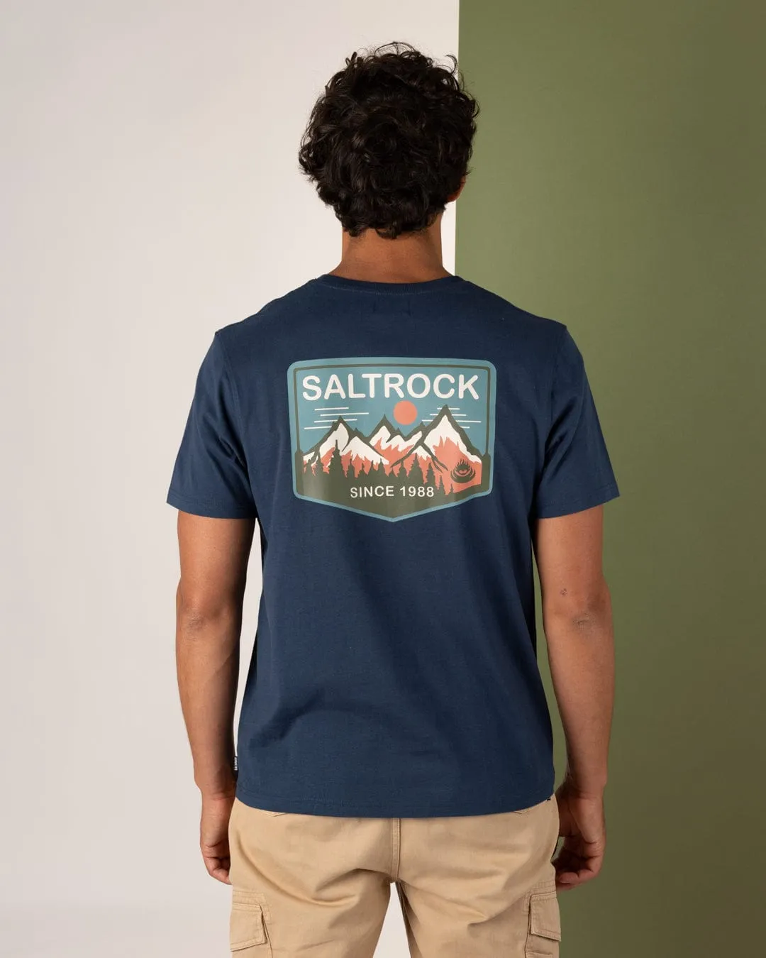 print design Uplands - Mens Short Sleeve T-Shirt - Blue