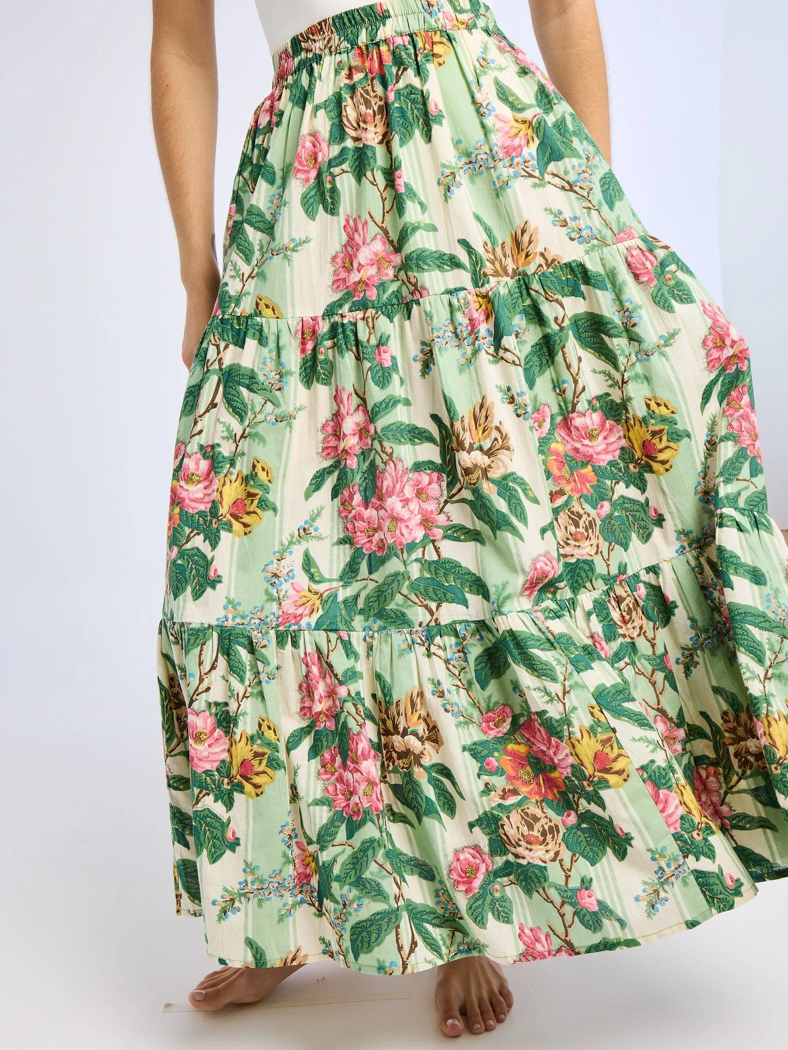 Paola Skirt in Garden Stripe Gentle Comfort Animal Print