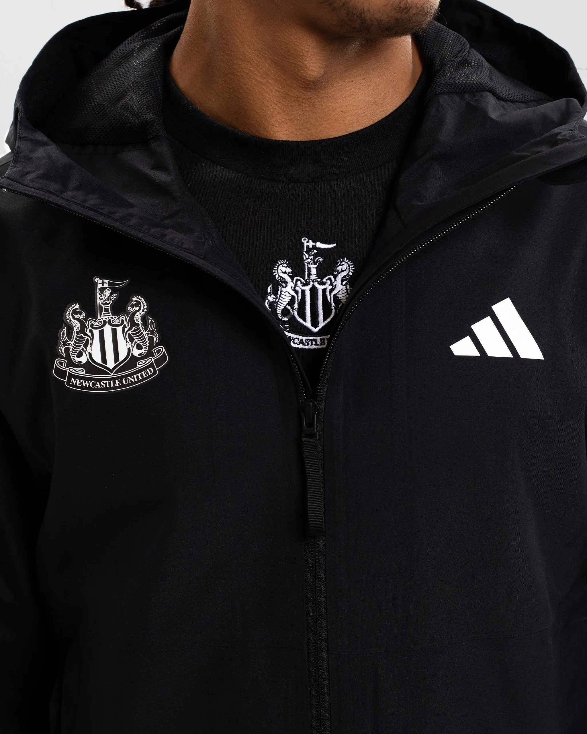 Newcastle United adidas ESS Black Jacket Casual Work Look Lightweight Feel