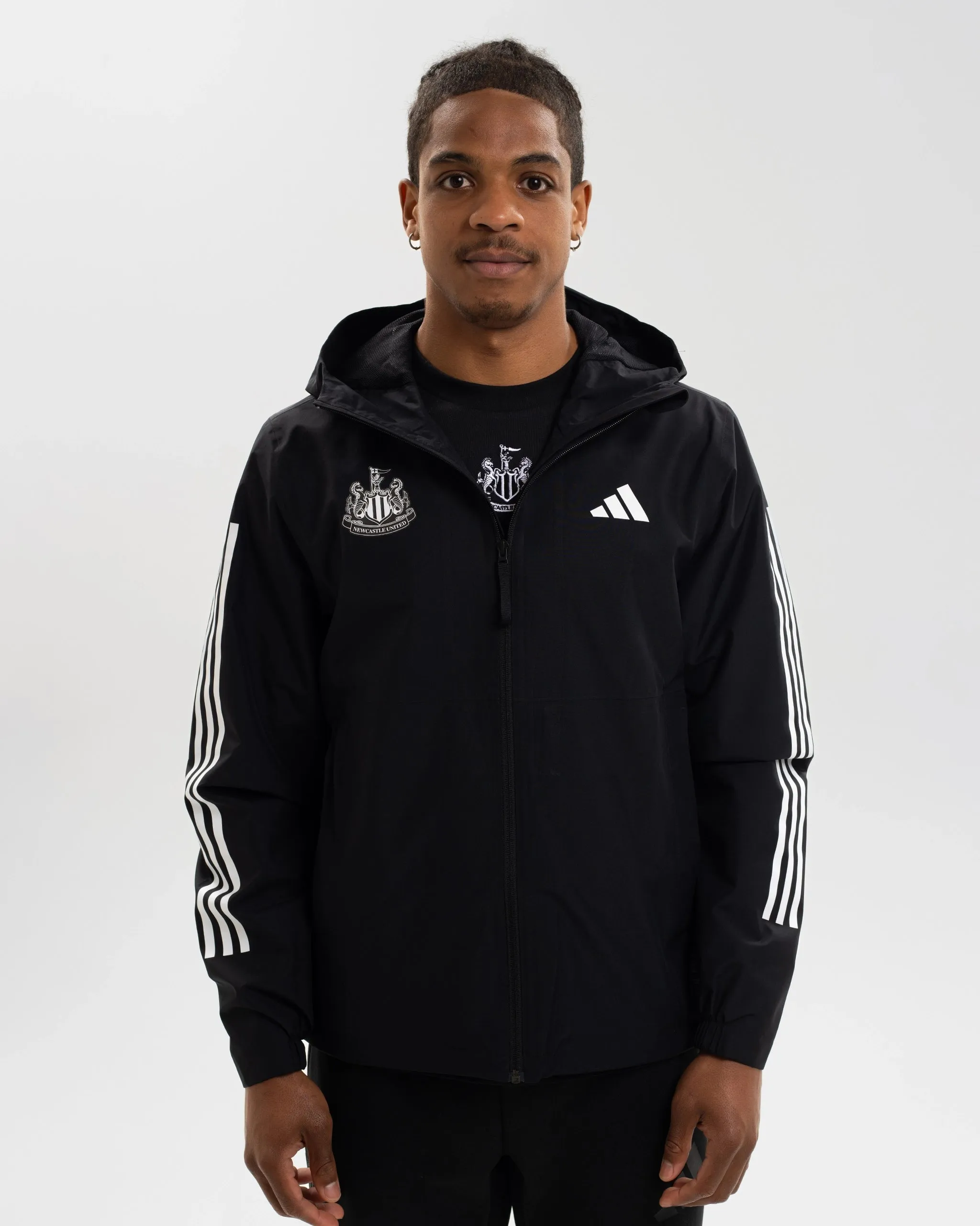 Newcastle United adidas ESS Black Jacket Layered Drape SoftshellTexture
