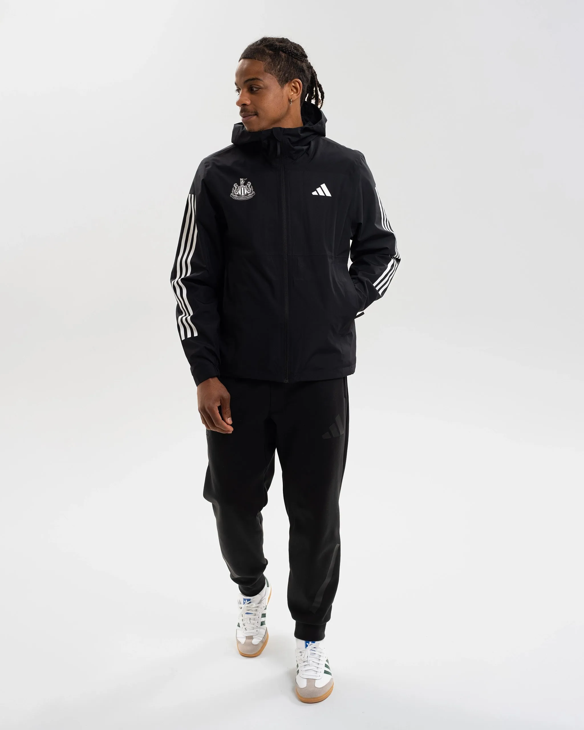 Reflective Safety Accents Newcastle United adidas ESS Black Jacket
