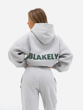Comfy Base Durable Zipper Amelie Oversized Hoodie - Marl Grey