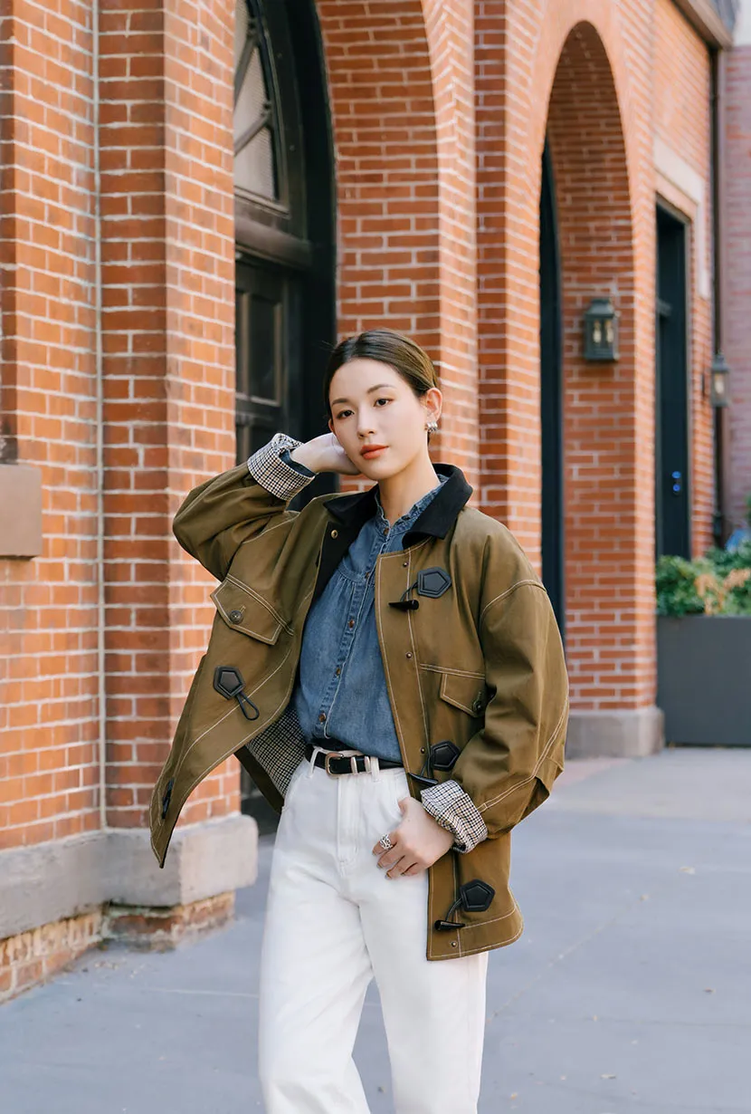 Bryce Cotton Barn Jacket - Olive Brown Light Outdoor Layer Non Irritating Tags