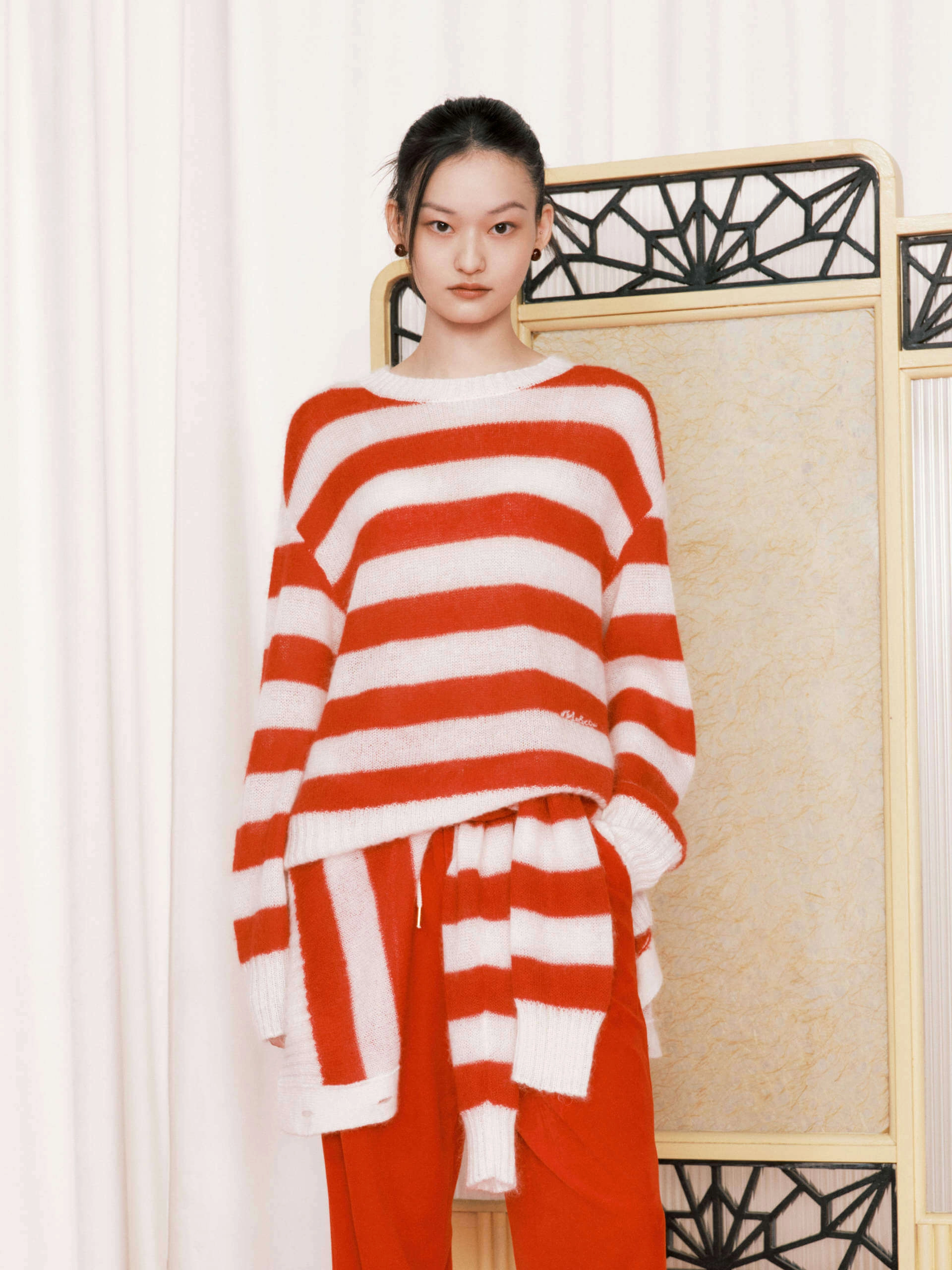 Include Mohair Striped Sweater Anti Pilling Treatment Friction Reducing Technology