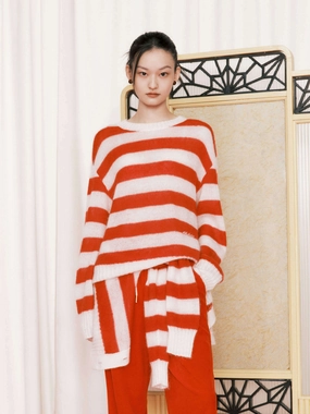 Include Mohair Striped Sweater Anti Pilling Treatment Friction Reducing Technology