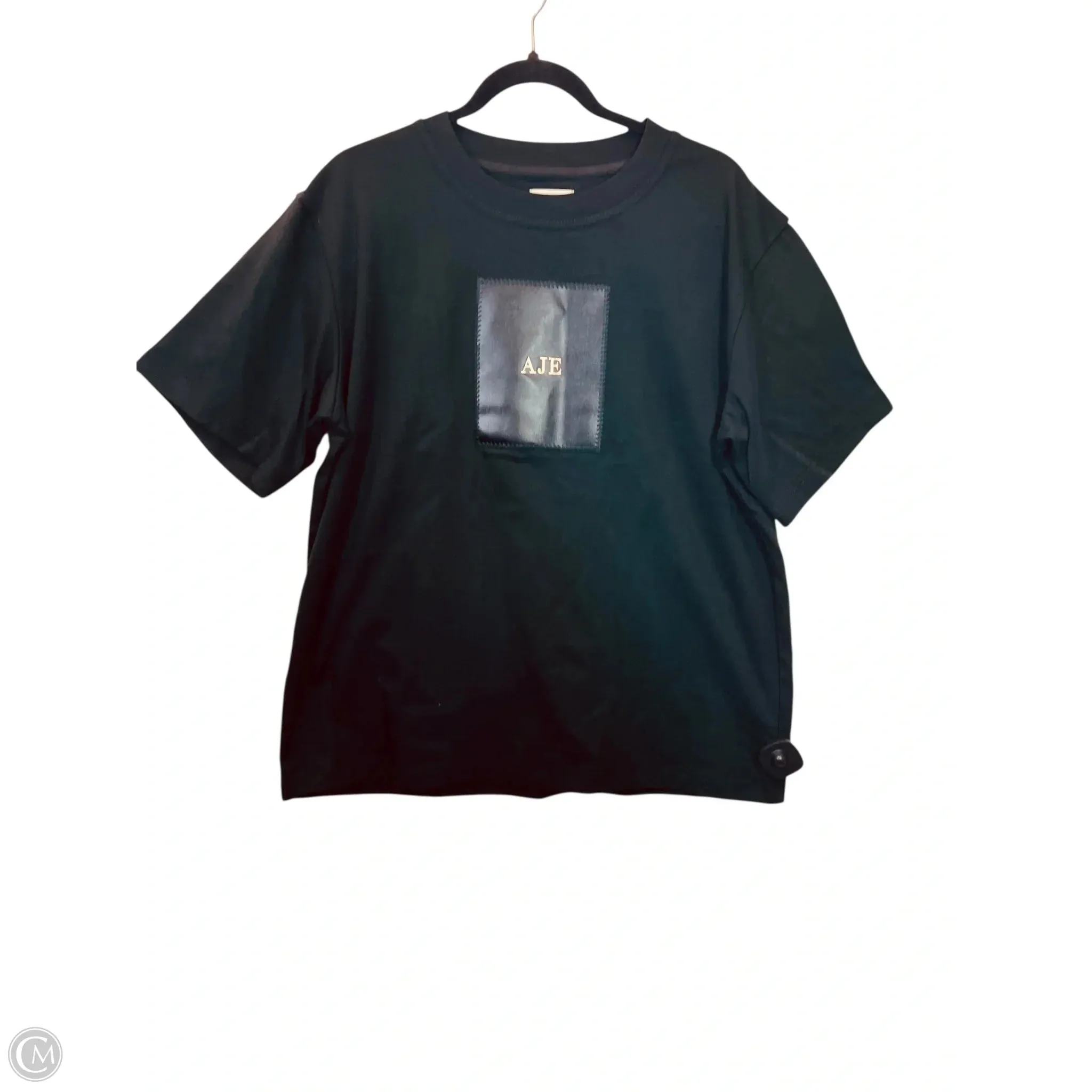 Seamless Edging Stretch Fabric Technology Top Short Sleeve Designer By Cma In Black, Size: S