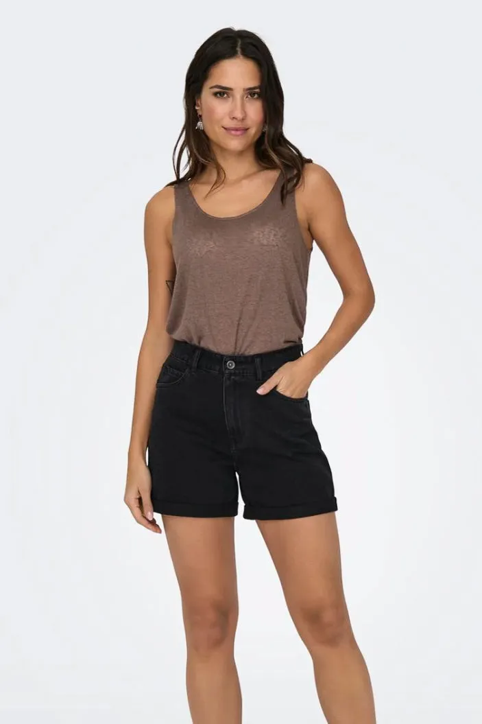 Pull-on style Full Flex Vega High Waisted Black Denim Shorts