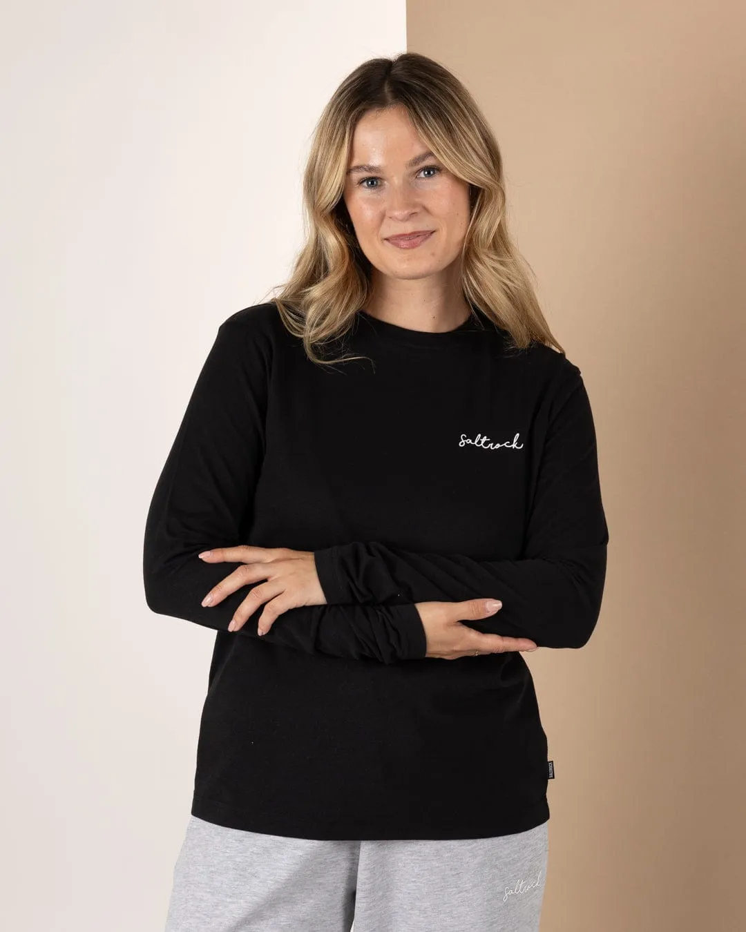 Velator - Womens Long Sleeve T-Shirt - Black All Day Wear Casual Wearable