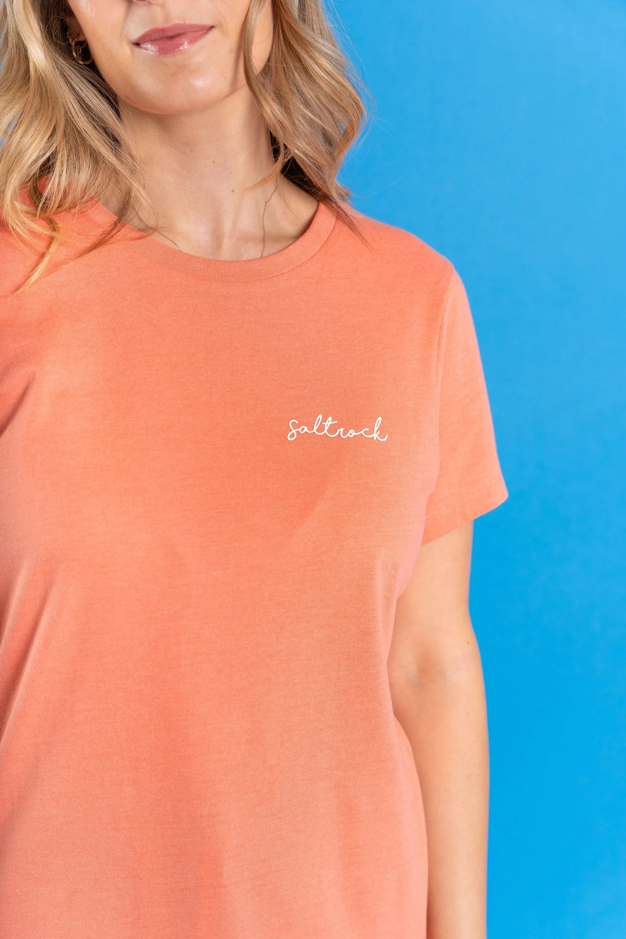 Velator - Womens Short Sleeve T-Shirt - Coral Effortless Look Minimalist Design