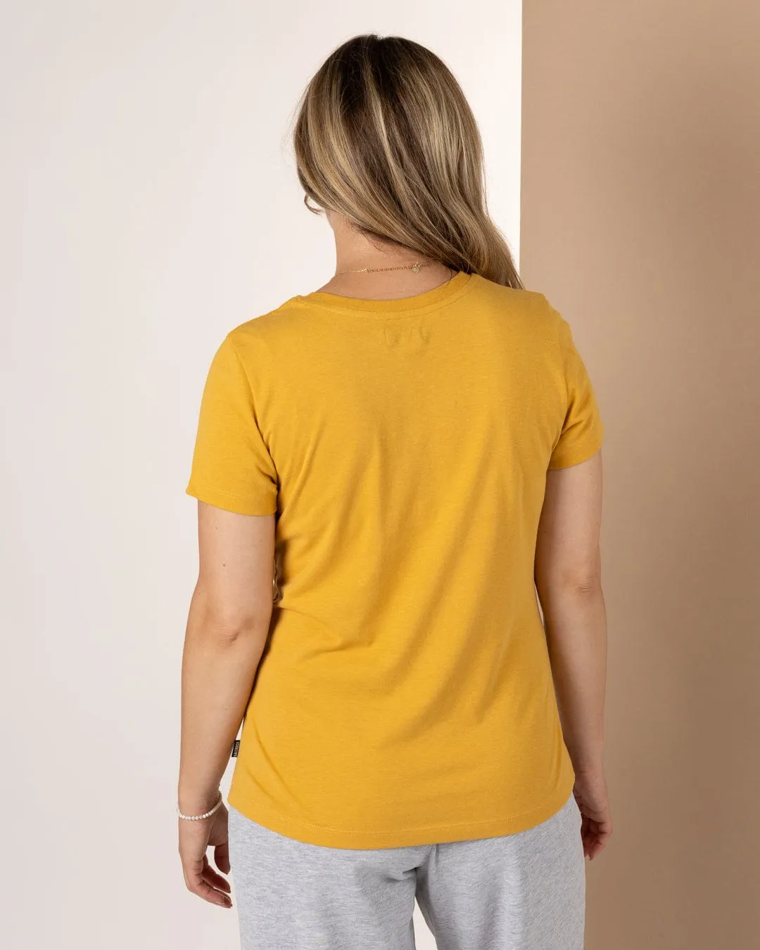 Velator - Womens Short Sleeve T-Shirt - Yellow Floral Pattern