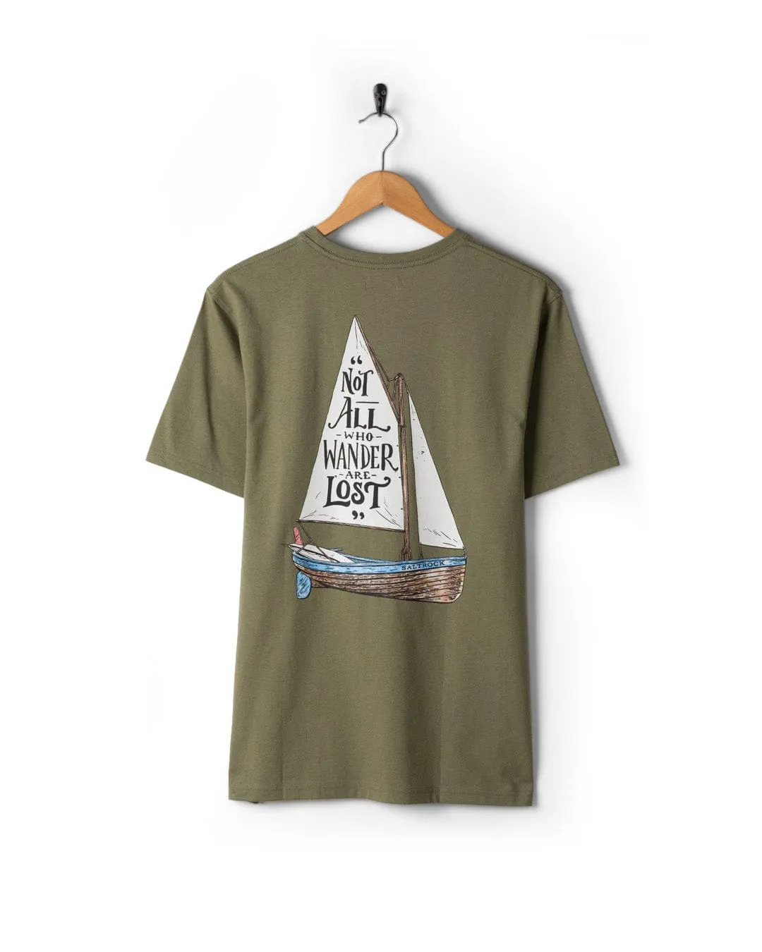 Lost Ships - Mens Short Sleeve T-Shirt - Green Non Iron Fabric