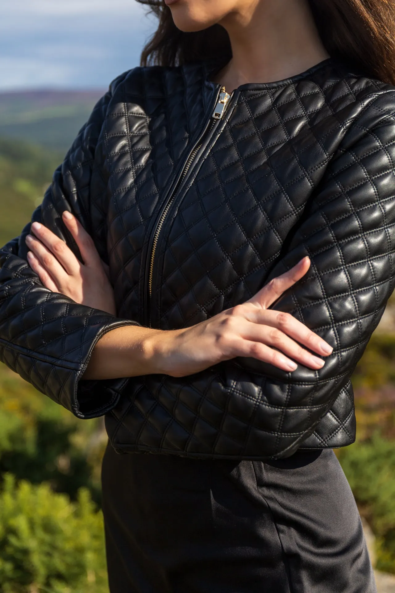 Easy Movement Cut Zariah Faux Leather Quilted Jacket