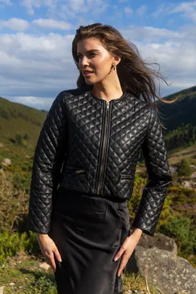 AntiStatic Lining Daily Commute Wear Zariah Faux Leather Quilted Jacket