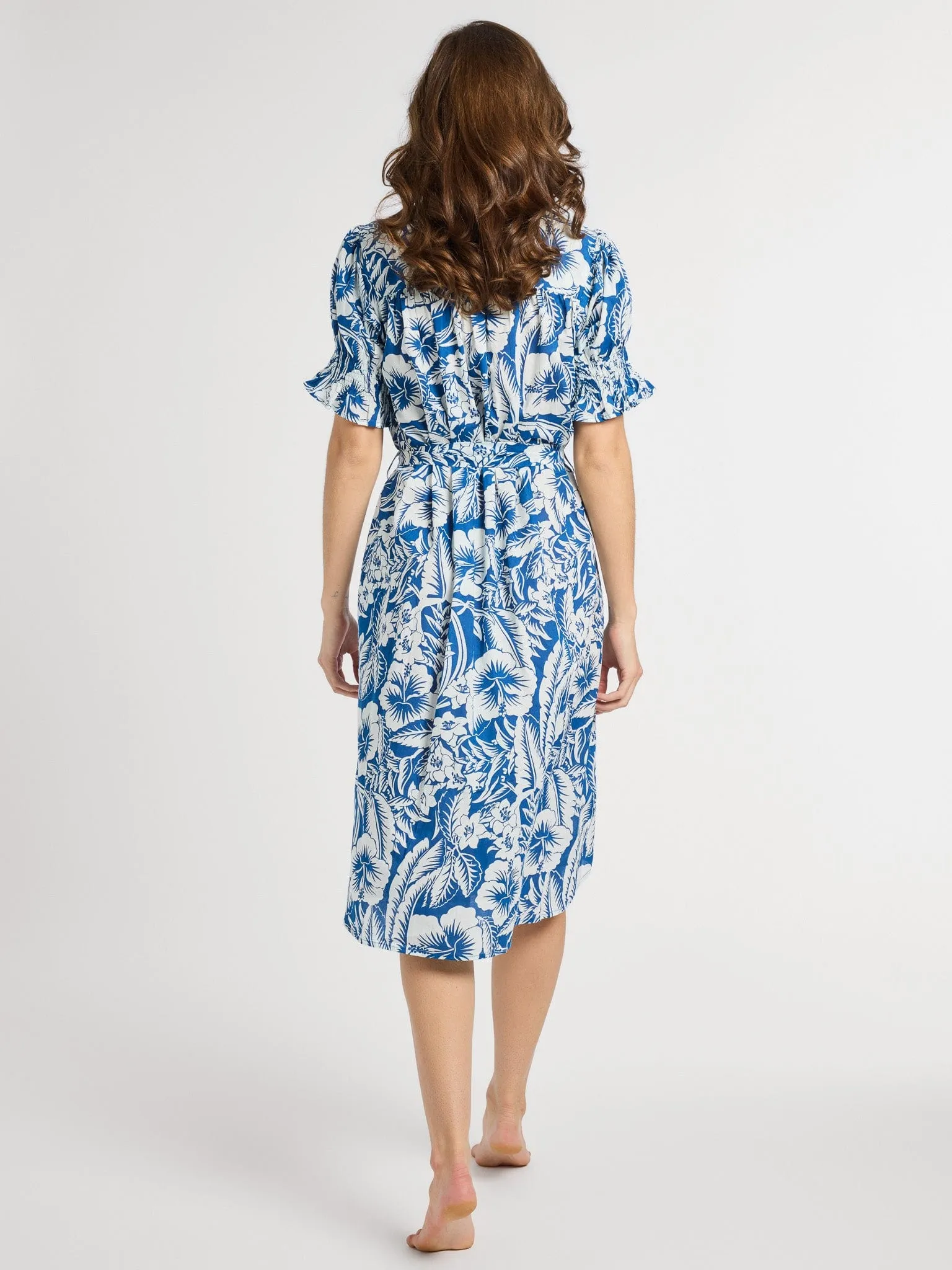 Luxe Fabric Vera Dress in Blue Hibiscus