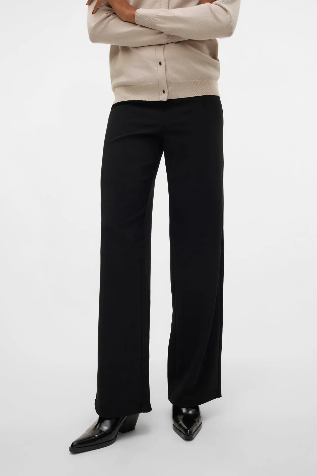 Tough Style Modern Waist Berlin Black Wide Leg Trousers