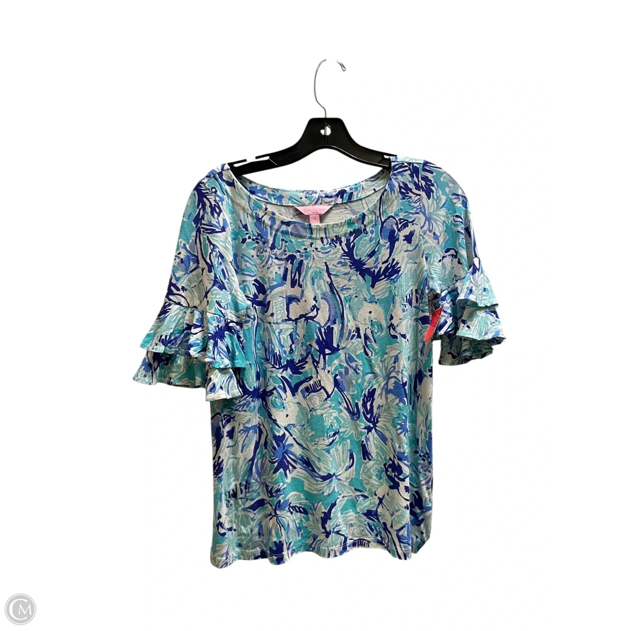 Affordable Fashion Indoor Event Top Short Sleeve Designer By Lilly Pulitzer In Blue, Size: Xs