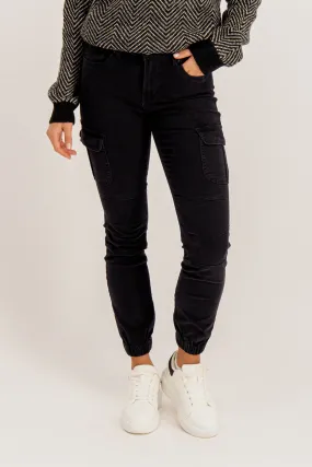 Ivy Black Cargo Pants Fade Resistant Dye