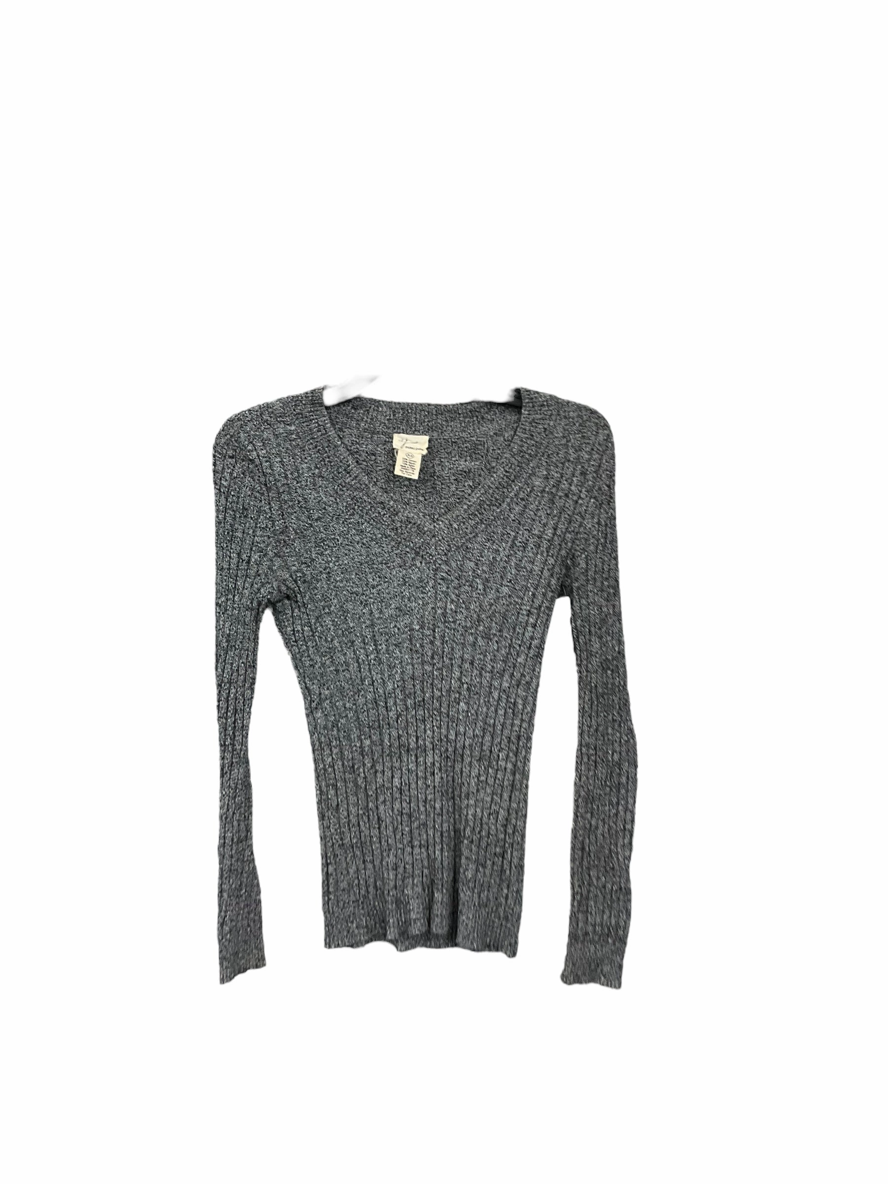Sweater By Andrea Jovine In Black & Grey, Size: Xl Stretch Fit Double Stitched Hem