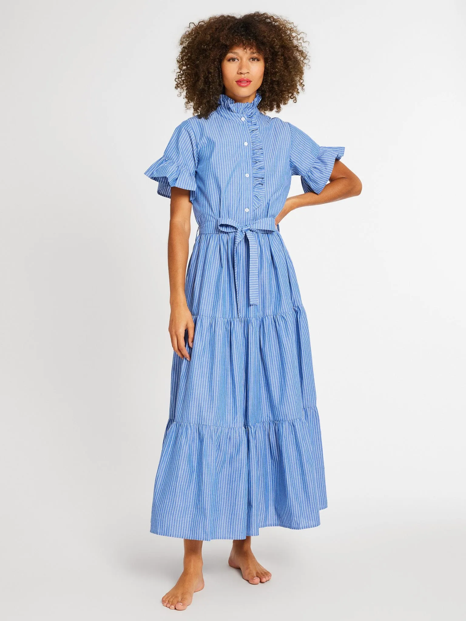 Street-Style Victoria Dress in Harbor Stripe