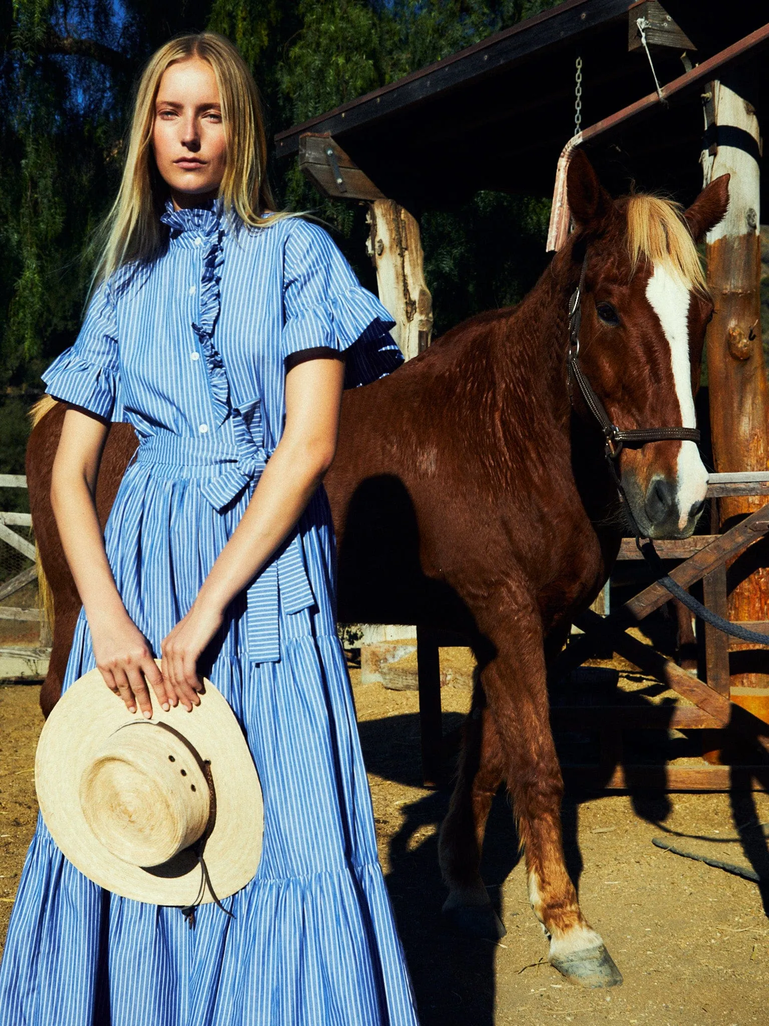 Victoria Dress in Harbor Stripe Back-Pocket Subtle Flex