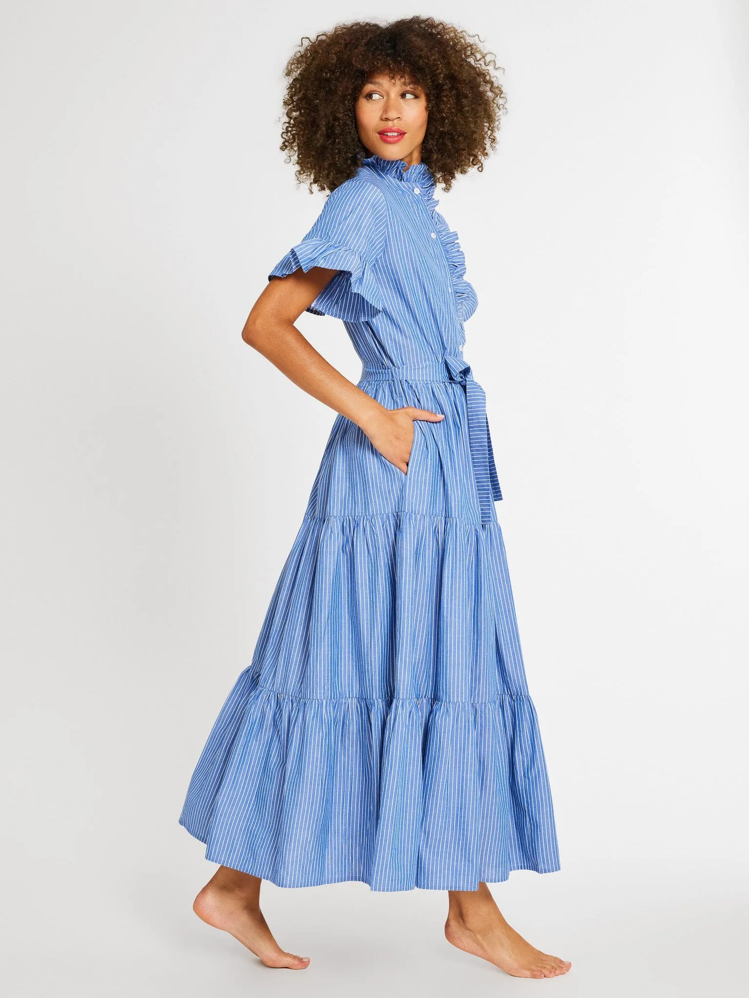 Elegant Tailoring Victoria Dress in Harbor Stripe