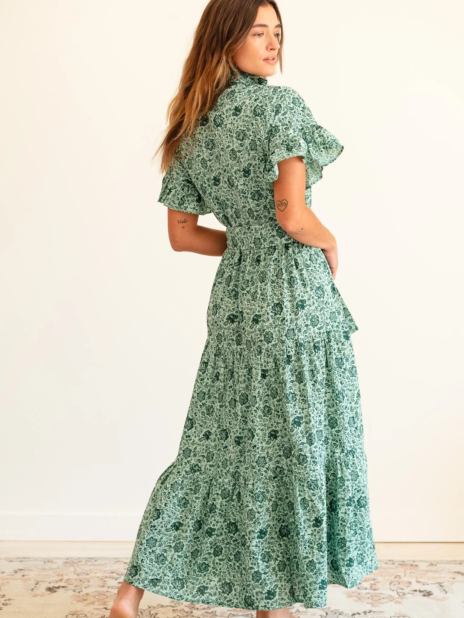 LayeredHemline Victoria Dress in Jade Floral
