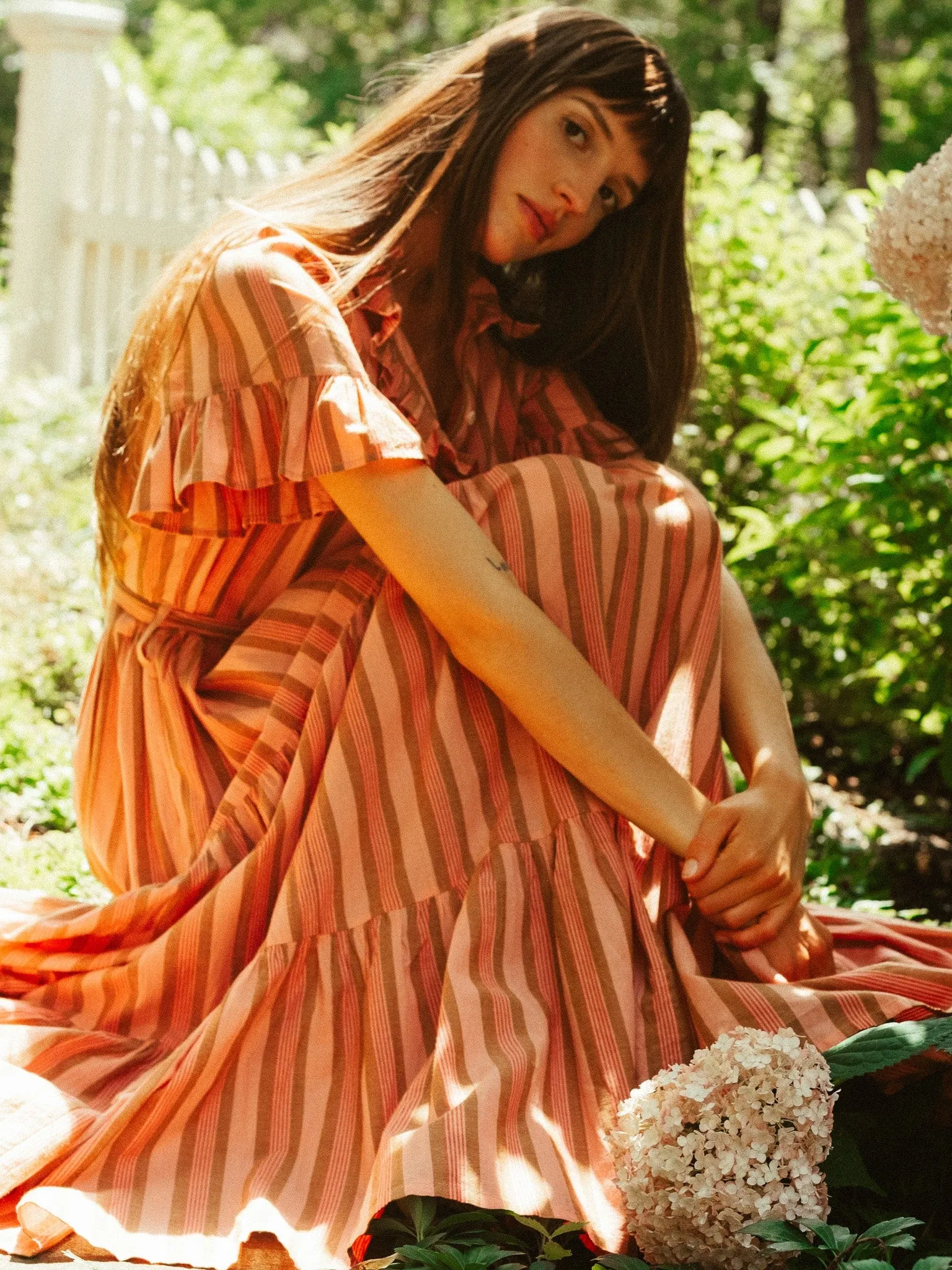 Victoria Dress in Santa Fe Stripe garden wedding