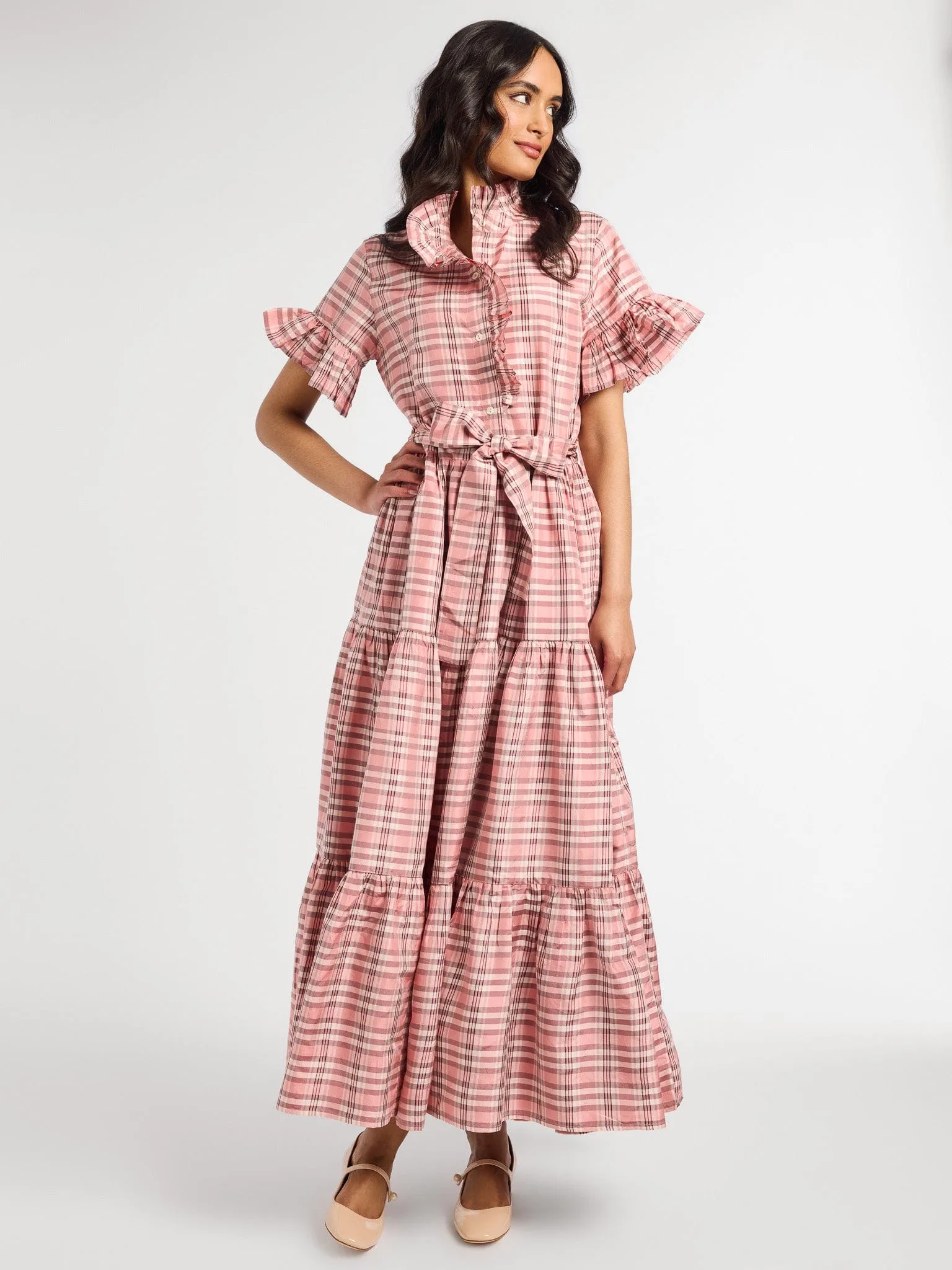 Victoria Dress in Sugarplum Taffeta Easy Vibe Chic Silhouette