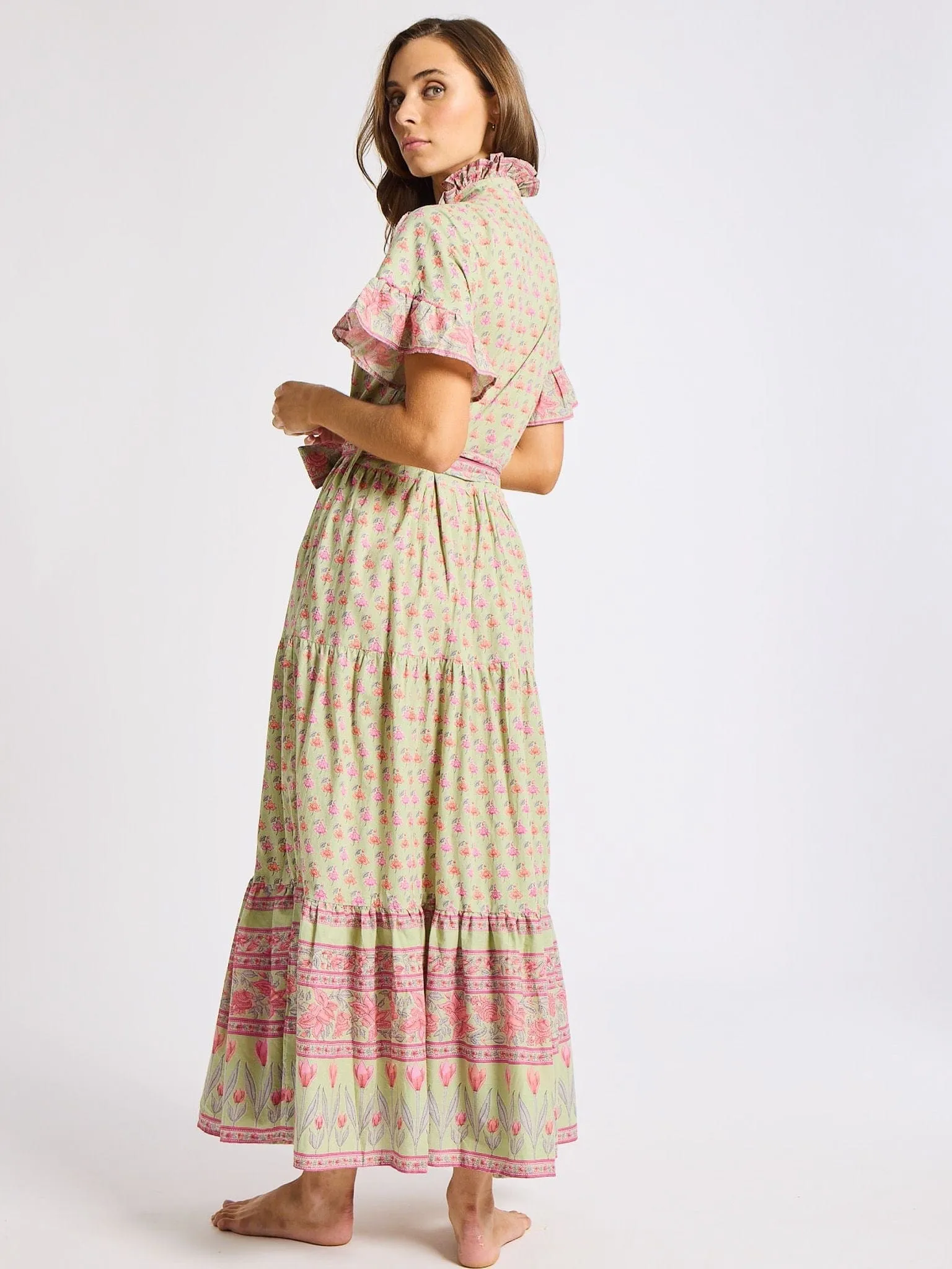 Victoria Dress in Tulip Print Comfort and Elegance Front Detail