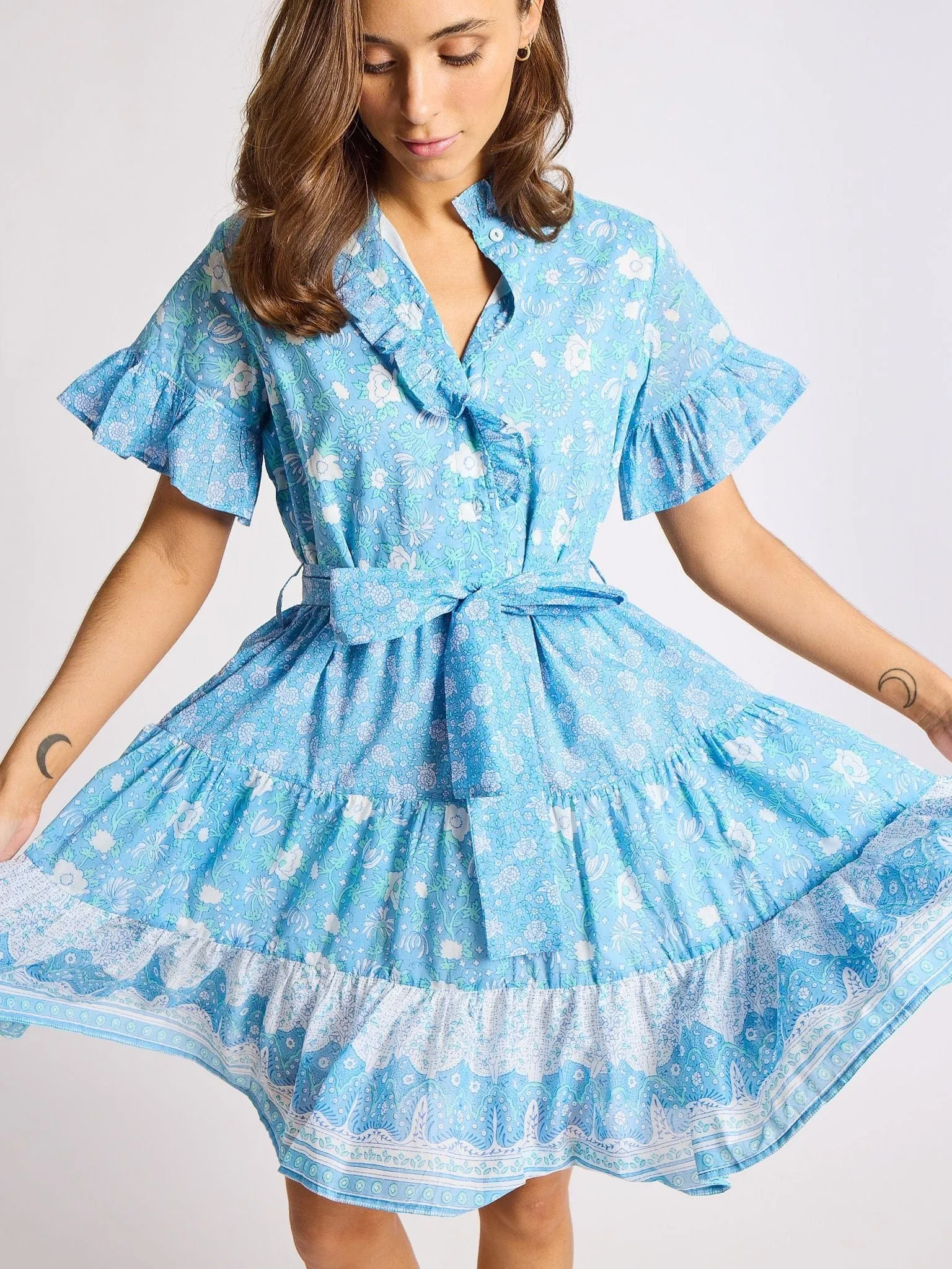 Violetta Dress in Charleston Floral Casual Layers Layered-Sleeve