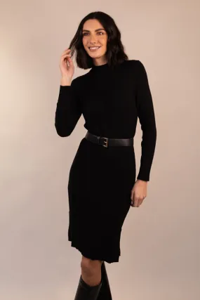 Contemporary Style Event Safe Viril Black Crew Neck Dress