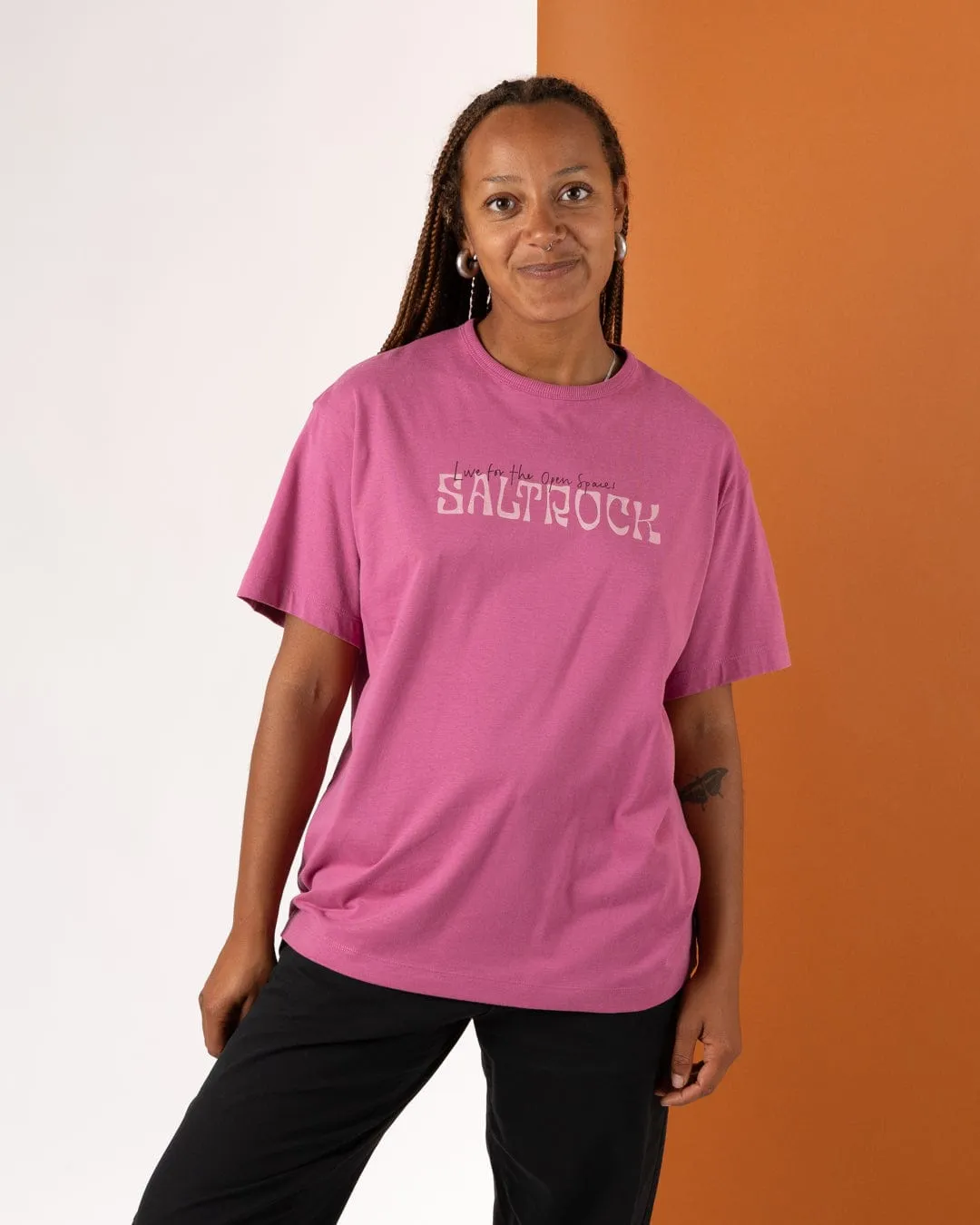 polo neck Vista - Womens Oversized Short Sleeve T-Shirt - Dark Pink