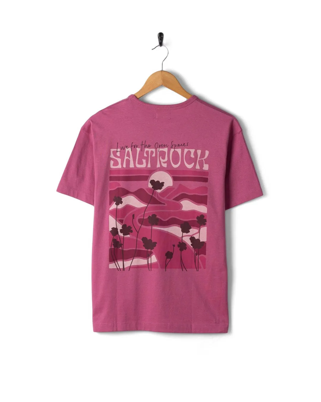 yoga clothing Vista - Womens Oversized Short Sleeve T-Shirt - Dark Pink