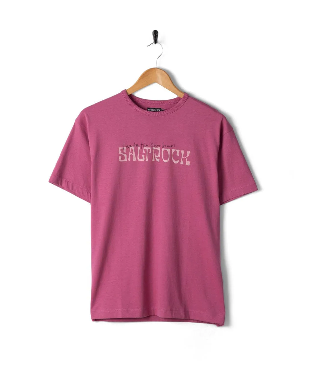 Low Impact Dye Vista - Womens Oversized Short Sleeve T-Shirt - Dark Pink