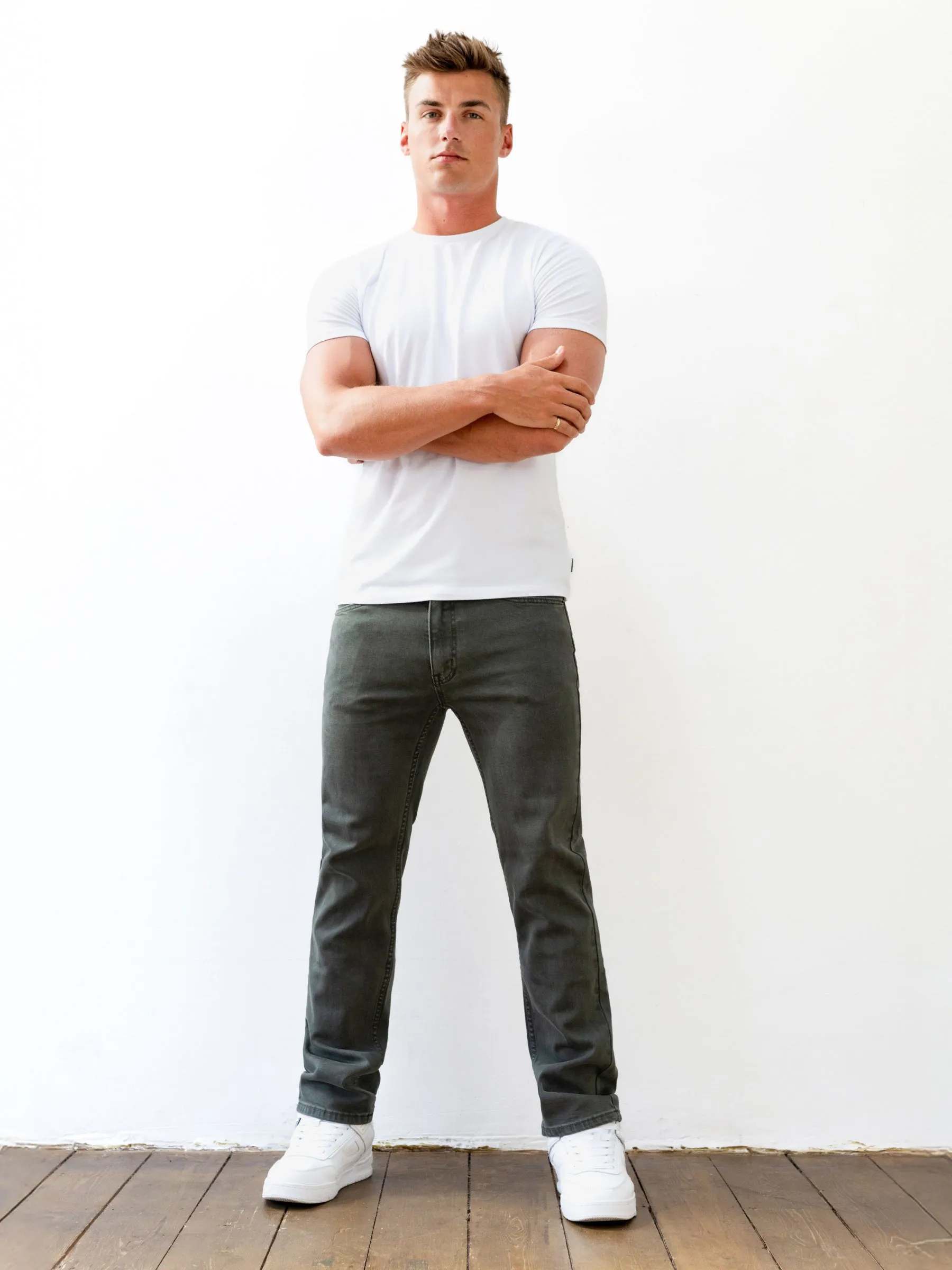 Autumn Days Parent Style Bold Vol.13 Straight Jeans - Khaki