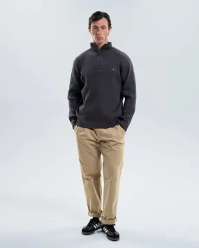 Knit Perfection Newcastle United Men's Charcoal Chunky Knit 1/4 Zip Top