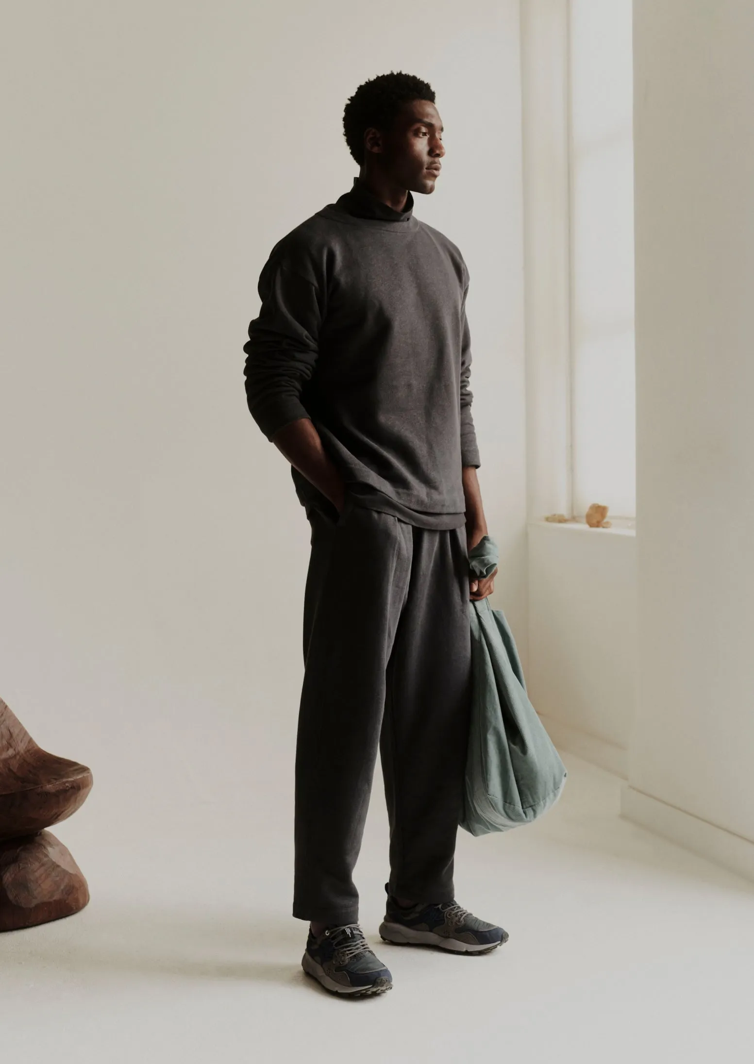 Brushed Cotton Hemp Lounge Pants | Charcoal Training Comfort