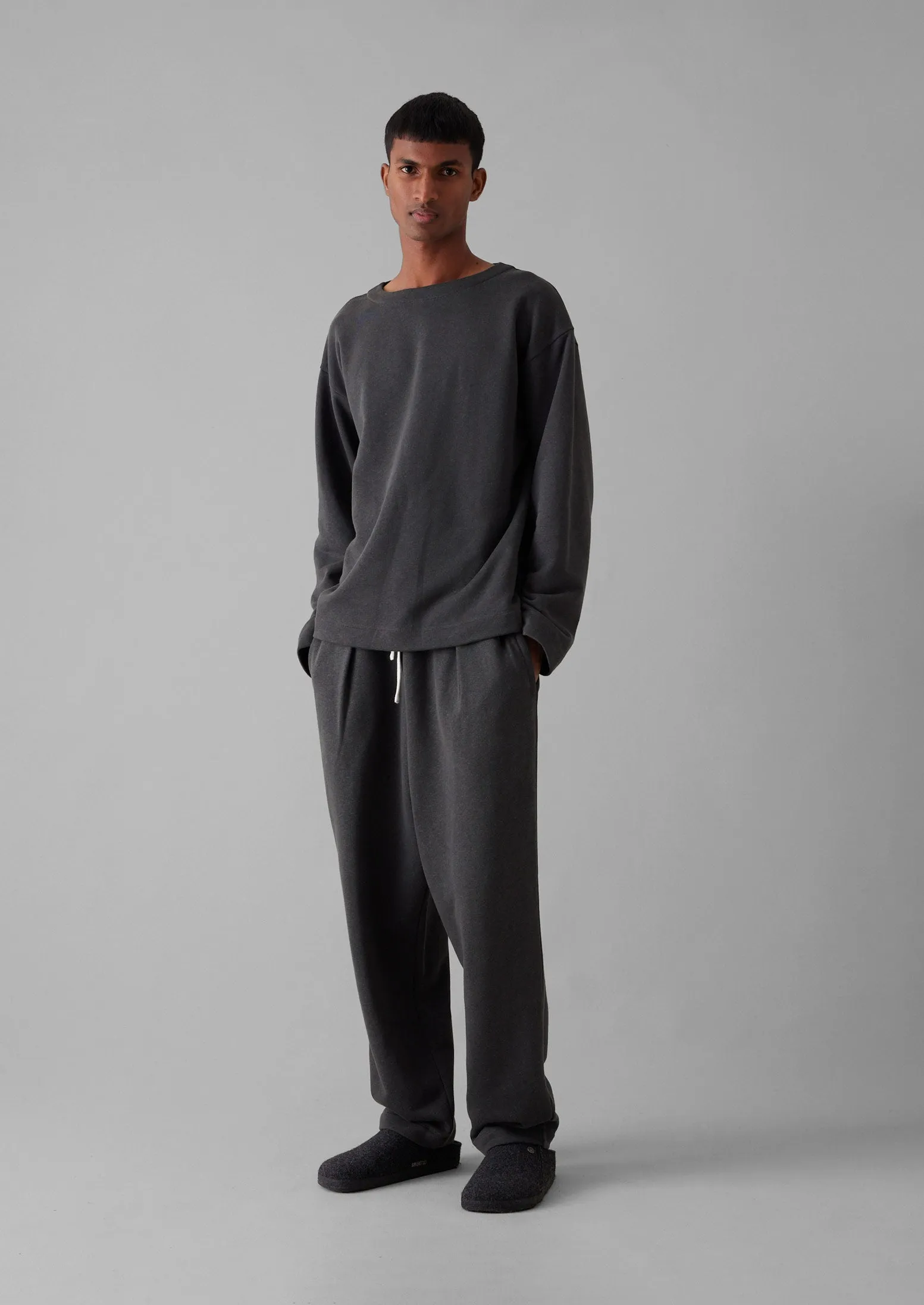 Brushed Cotton Hemp Lounge Pants | Charcoal Casual Layer Fit