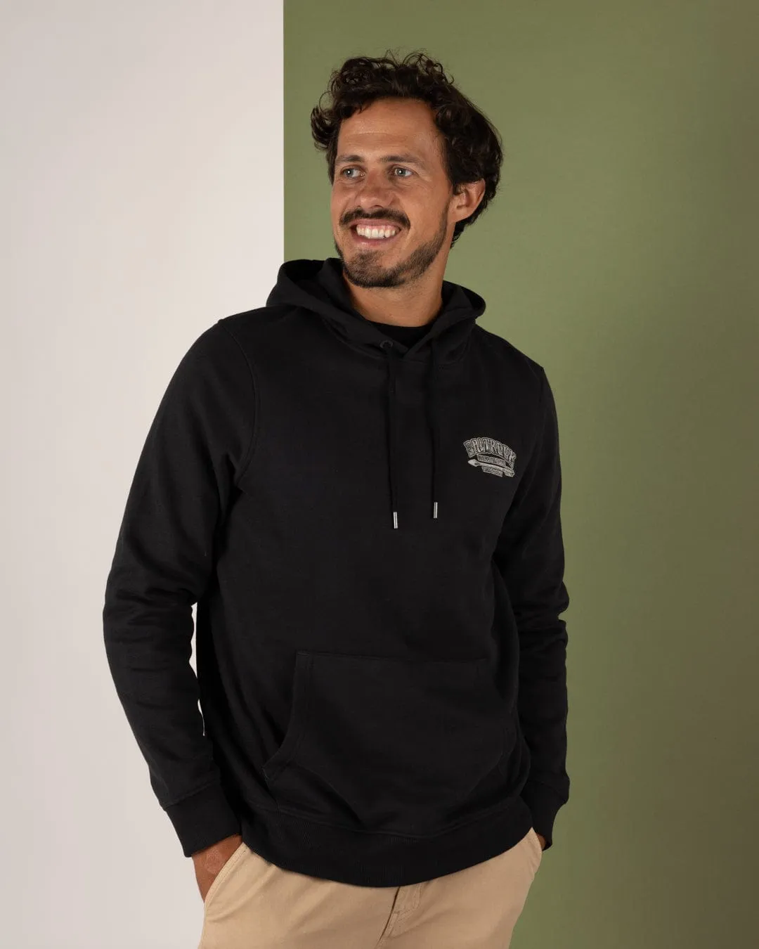 Chilly Day Style Split - Mens Pop Hoodie - Black