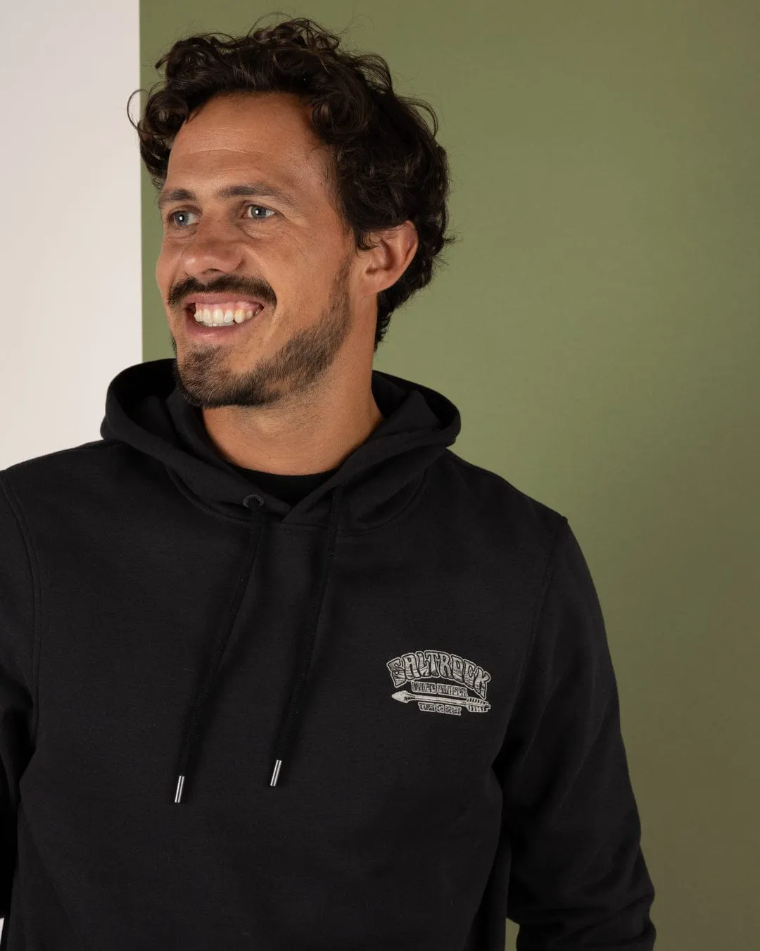Layering Fashion Split - Mens Pop Hoodie - Black