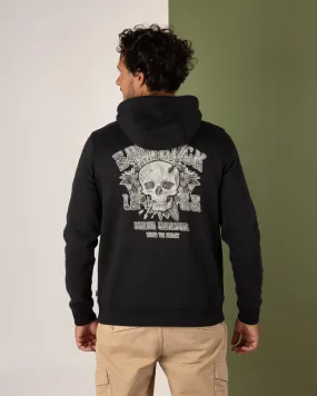 Crew Neck Design Split - Mens Pop Hoodie - Black