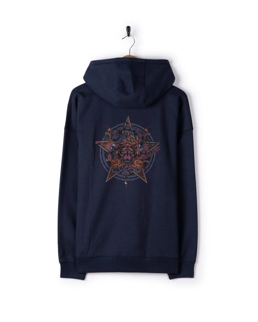 Wolfscale II - Mens Oversized Pop Hoodie - Blue Premium Cotton Blend Modern Knitwear