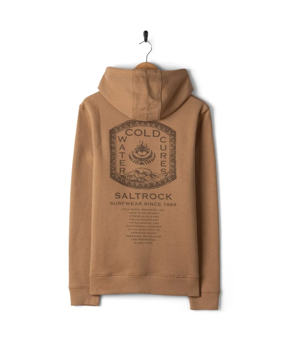 Cold Water Cures - Mens Pop Hoodie - Brown Active Stretch Fit Cozy Knit Touch